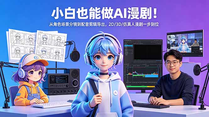 （18343期）小白也能做AI漫剧！从角色场景分镜到配音剪辑导出，2D/3D/仿真人漫剧一步到位-悟空知识星球