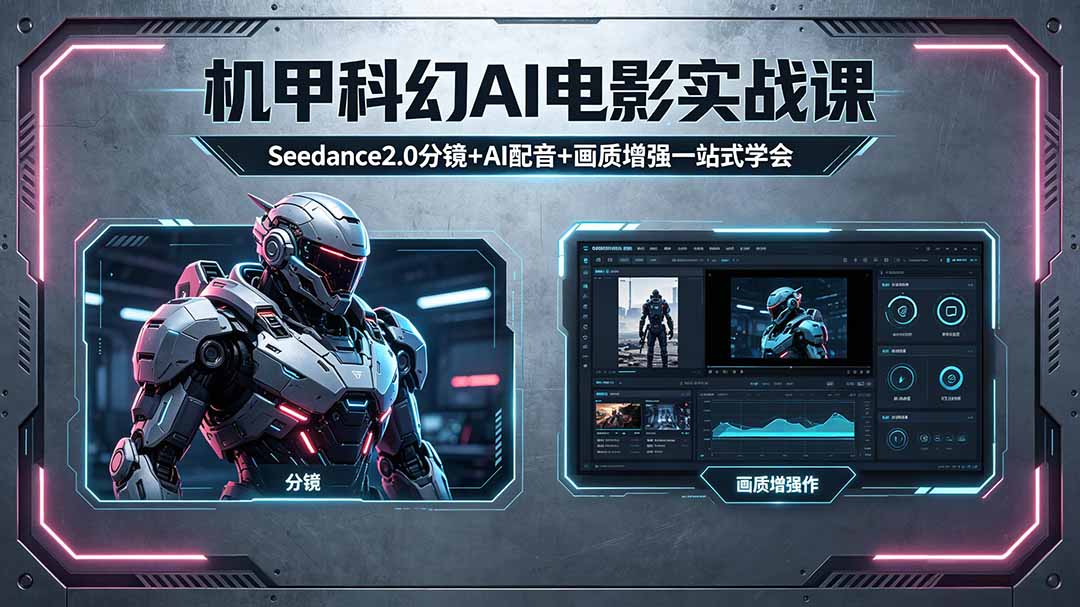 （18298期）机甲科幻 AI 电影实战课，Seedance2.0 分镜 + AI 配音 + 画质增强一站式学会-悟空知识星球