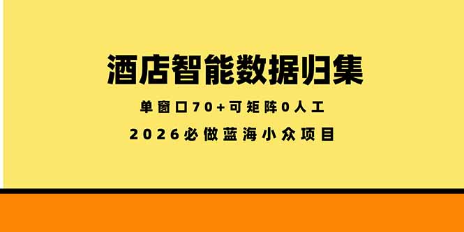 （18500期）酒店智能数据归集，小众蓝海已经稳定半年之久，单窗口70+零成本矩阵开干-悟空知识星球