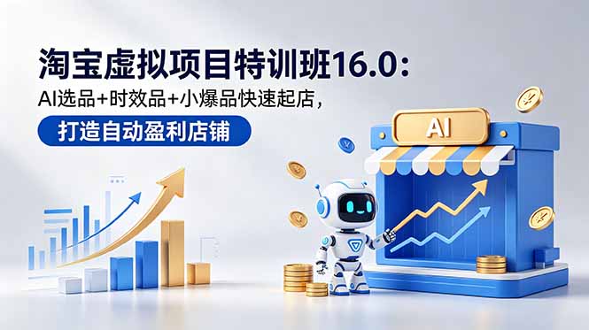 （18666期）淘宝虚拟项目特训班16.0：AI选品+时效品+小爆品快速起店，打造自动盈利店铺-悟空知识星球