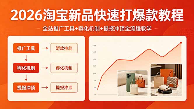 (18422期) 2026淘宝新品快速打爆款教程,全站推广工具+孵化机制+提报冲顶全流程教学-悟空知识星球