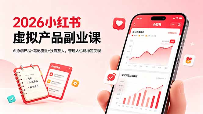 (18449期)2026小红书虚拟产品副业课,AI原创产品+笔记流量+投流放大,普通人也能稳定变现-悟空知识星球