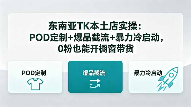 （18381期）东南亚TK本土店实操：POD定制+爆品截流+暴力冷启动，0粉也能开橱窗带货-悟空知识星球