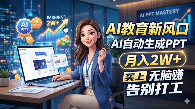 （18330期）AI教育新风口，AI自动生成PPT，月入2W+，无脑赚，告别打工-悟空知识星球