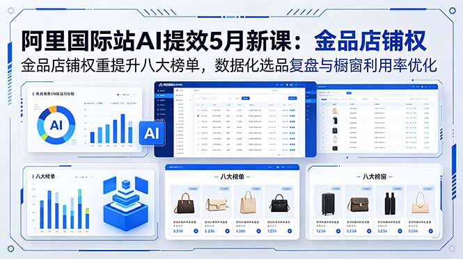 (18556期)阿里国际站AI提效5月新课:金品店铺权重提升八大榜单,数据化选品复盘与橱窗利用率优化-悟空知识星球