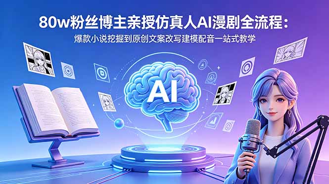 （18581期）80w粉丝博主亲授仿真人AI漫剧全流程：爆款小说挖掘到原创文案改写建模配音一站式教学-悟空知识星球