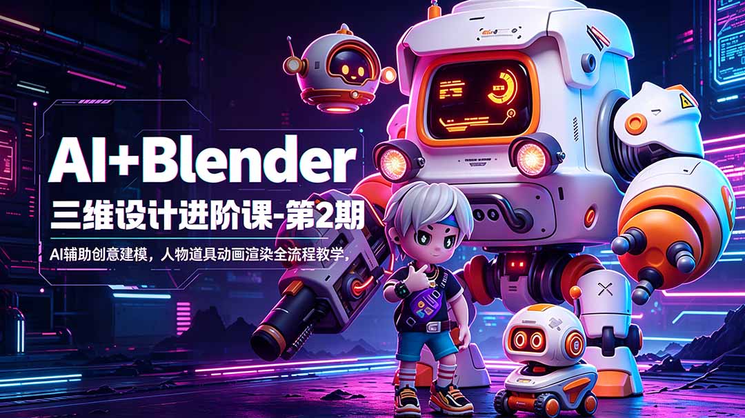 （18586期）AI+Blender三维设计进阶课-第2期：AI辅助创意建模，人物道具动画渲染全流程教学-悟空知识星球