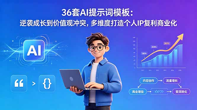 （18630期）36套AI提示词模板：逆袭成长到价值观冲突，多维度打造个人IP复利商业化-悟空知识星球