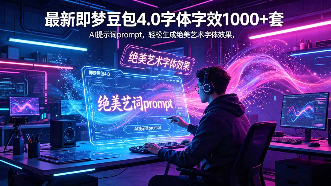 （18650期）最新即梦豆包4.0字体字效1000+套，AI提示词prompt，轻松生成绝美艺术字体效果-悟空知识星球