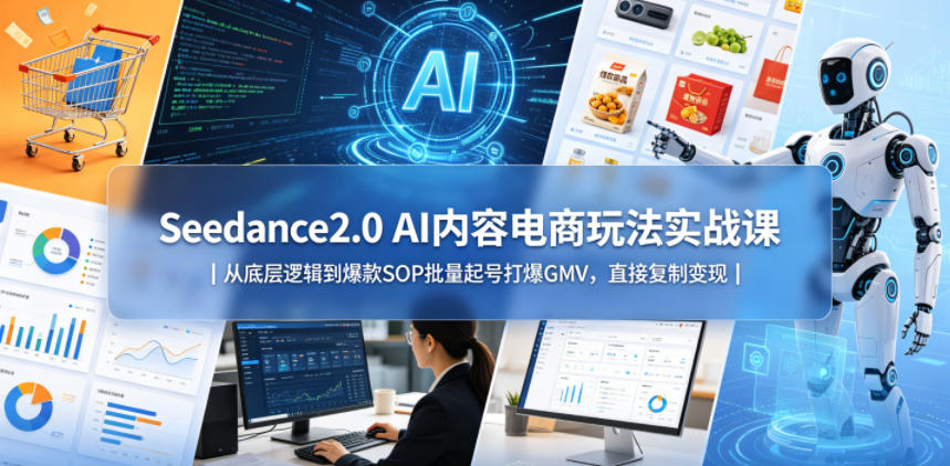 Seedance2.0 AI内容电商玩法实战课|从底层逻辑到爆款SOP批量起号打爆GMV,直接复制变现-悟空知识星球
