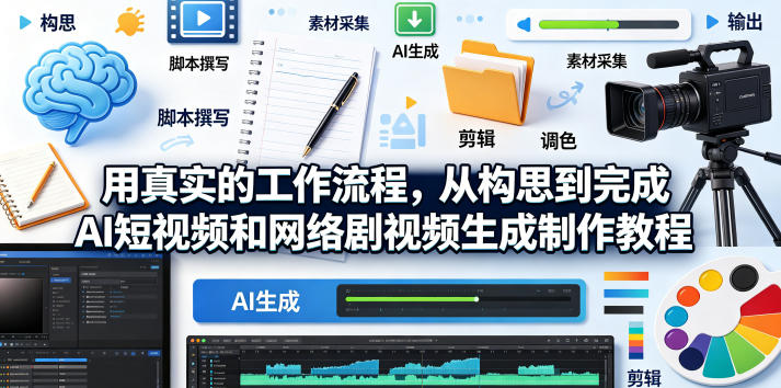 用真实的工作流程,从构思到完成AI短视频和网络剧视频生成制作教程-中英字幕-悟空知识星球