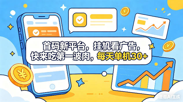 首码新平台，挂G自动看广告，快来吃第一波肉，每天单机30+，可矩阵放大【揭秘】-悟空知识星球