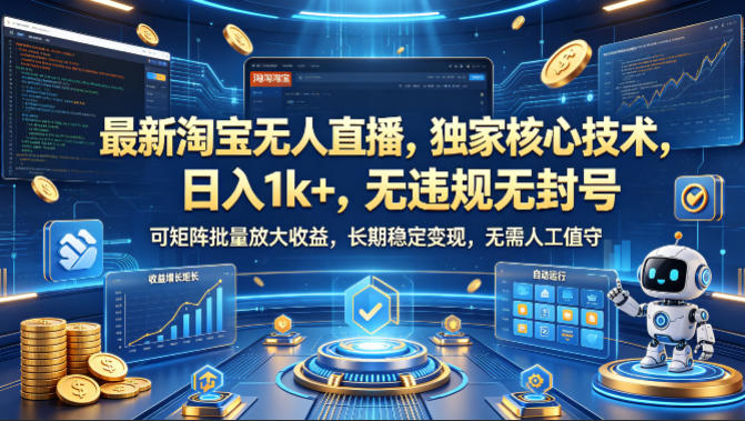 最新淘宝无人直播，独家核心技术，日入1k+，无违规无封号，可矩阵批量放大，长期稳定，无需人工值守【揭秘】-悟空知识星球
