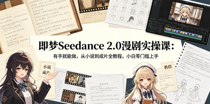 即梦Seedance 2.0漫剧实操课:有手就能做,从小说到成片全教程,小白零门槛上手-悟空知识星球
