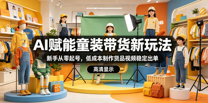 AI赋能童装带货新玩法，新手从零起号，低成本制作货品视频稳定出单-悟空知识星球