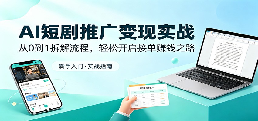 AI短剧推广变现实战：从0到1拆解流程，轻松开启接单赚钱之路-悟空知识星球