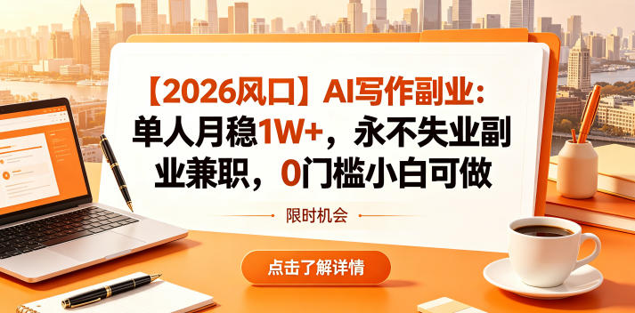 【2026风口】AI写作副业：单人月稳1W+，永不失业副业兼职，0门槛小白可做【揭秘】-悟空知识星球