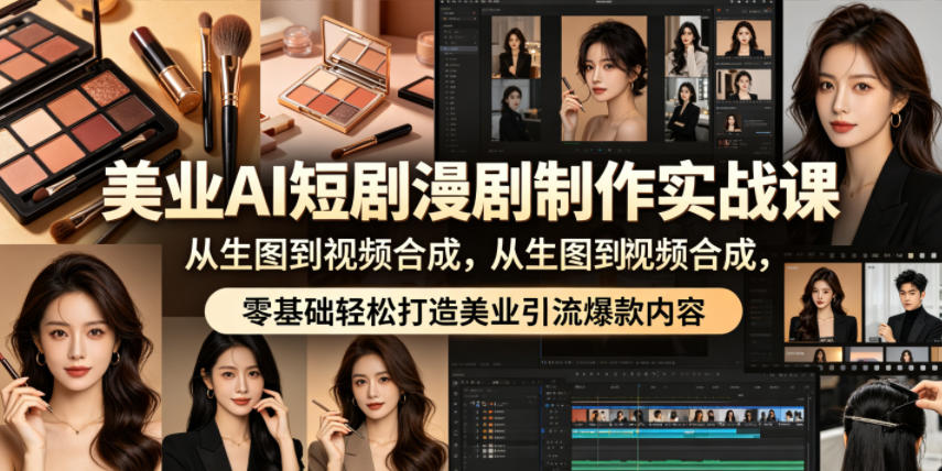 美业AI短剧漫剧制作实战课，从生图到视频合成，零基础轻松打造美业引流爆款内容-悟空知识星球
