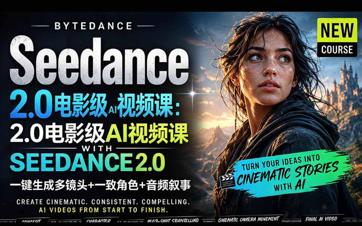字节跳动的Seedance 2.0 AI电影视频生成制作教程,一键生成多镜头+一致角色+音频叙事-中英字幕-悟空知识星球