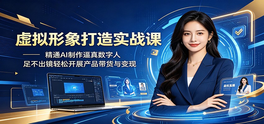 虚拟形象打造实战课：精通AI制作逼真数字人，足不出镜轻松开展产品带货与变现-悟空知识星球
