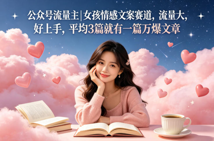 公众号流量主女孩情感文案赛道，流量大，好上手，平均3篇就有一篇万爆文章-悟空知识星球