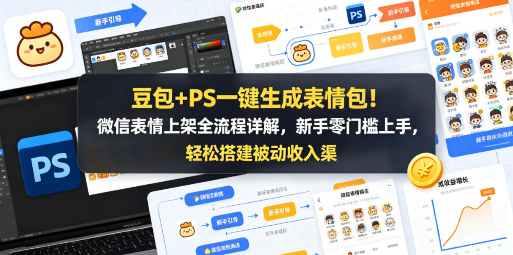 豆包+PS一键生成表情包！微信表情上架全流程详解，新手零门槛上手，轻松搭建被动收入渠道-悟空知识星球