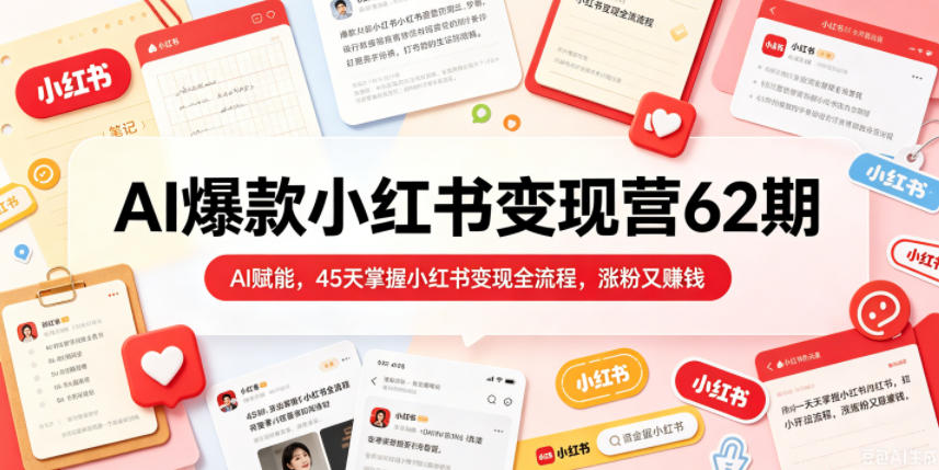 AI爆款小红书变现营62期2026年5月，AI赋能，45天掌握小红书变现全流程，涨粉又賺钱-悟空知识星球