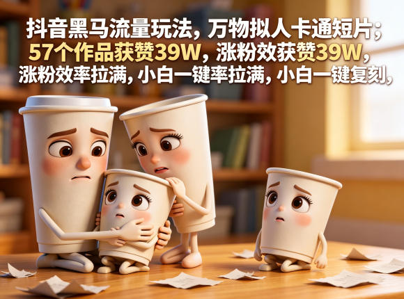 抖音黑马流量玩法,万物拟人卡通短片,57个作品获赞39W,涨粉效率拉满,小白一键复刻,保姆级拆解-悟空知识星球