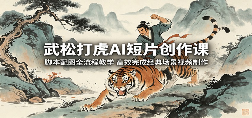 武松打虎AI短片创作课：脚本配图全流程教学，高效完成经典场景视频制作-悟空知识星球
