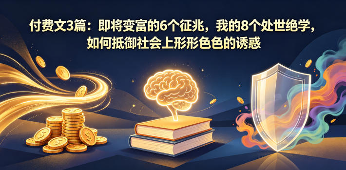 付费文3篇：即将变富的6个征兆，我的8个处世绝学，如何抵御社会上形形色色的诱惑-悟空知识星球