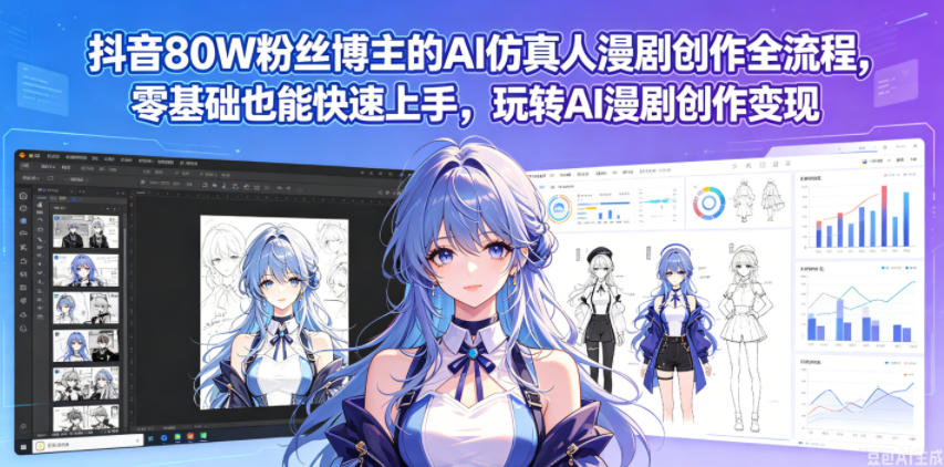 抖音80W粉丝博主的AI仿真人漫剧创作全流程，零基础也能快速上手，玩转AI漫剧创作变现-悟空知识星球