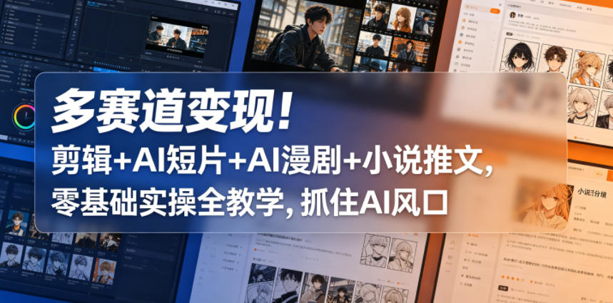 多赛道变现！剪辑+AI短片+AI漫剧+小说推文，零基础实操全教学，抓住AI风口-悟空知识星球