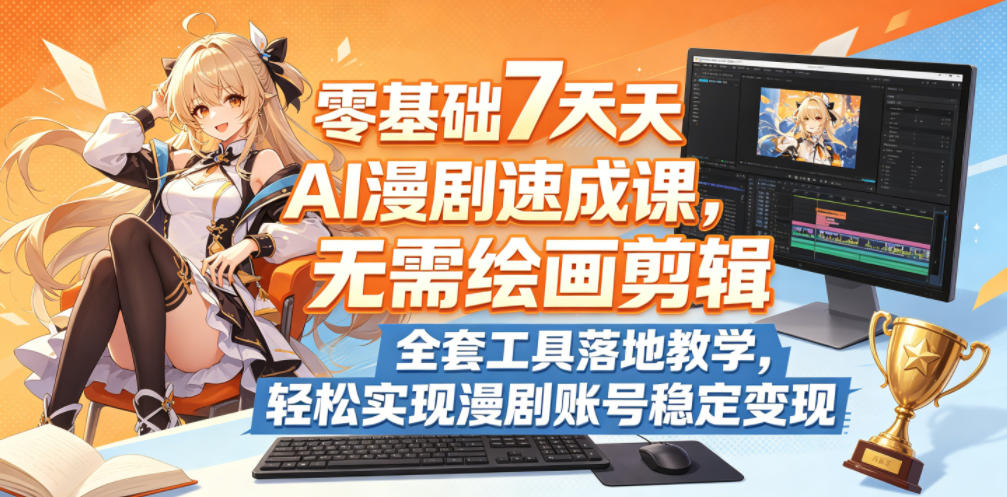 零基础7天AI漫剧速成课，无需绘画剪辑，全套工具落地教学，轻松实现漫剧账号稳定变现-悟空知识星球