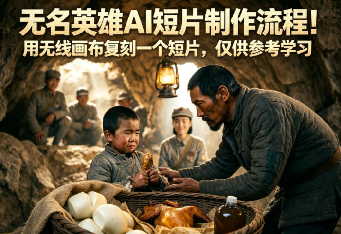 无名英雄AI短片制作流程！用无线画布复刻一个短片，仅供参考学习-悟空知识星球