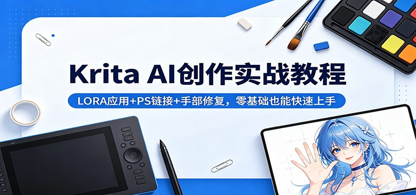 Krita AI创作实战教程：LORA应用+PS链接+手部修复，零基础也能快速上手-悟空知识星球