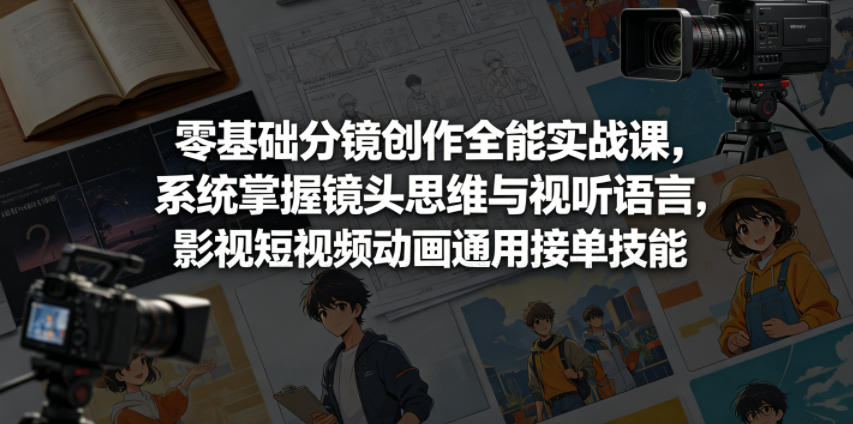 零基础分镜创作全能实战课，系统掌握镜头思维与视听语言，影视短视频动画通用接单技能-悟空知识星球