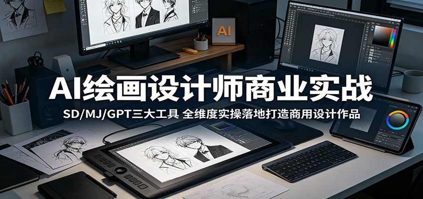 AI绘画设计师商业实战：SD/MJ/GPT三大工具，全维度实操落地打造商用设计作品-悟空知识星球