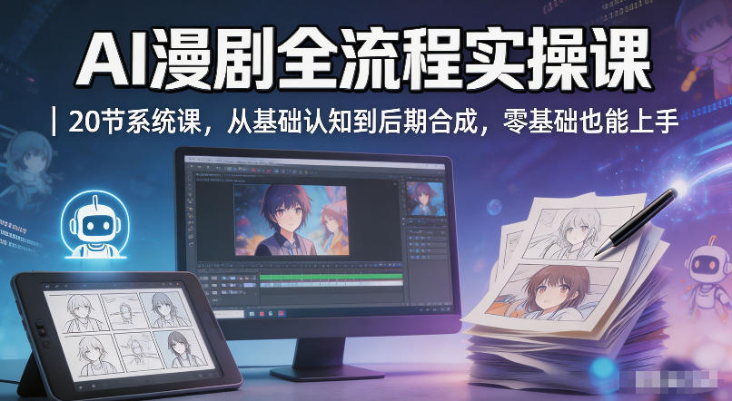 AI漫剧全流程实操课｜20节系统课，从基础认知到后期合成，零基础也能上手-悟空知识星球