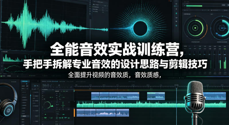 全能音效实战训练营，手把手拆解专业音效的设计思路与剪辑技巧，全面提升视频的音效质感-悟空知识星球
