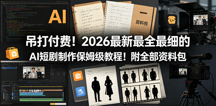 吊打付费!2026最新最全最细的AI短剧制作保姆级教程!附全部资料包-悟空知识星球