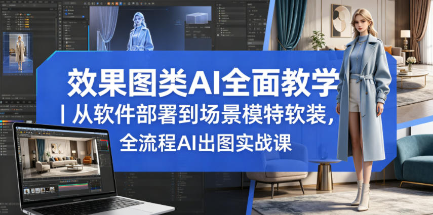 效果图类AI全面教学|从软件部署到场景模特软装,全流程AI出图实战课-悟空知识星球