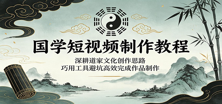 国学短视频制作教程：深耕道家文化创作思路，巧用工具避坑高效完成作品制作-悟空知识星球