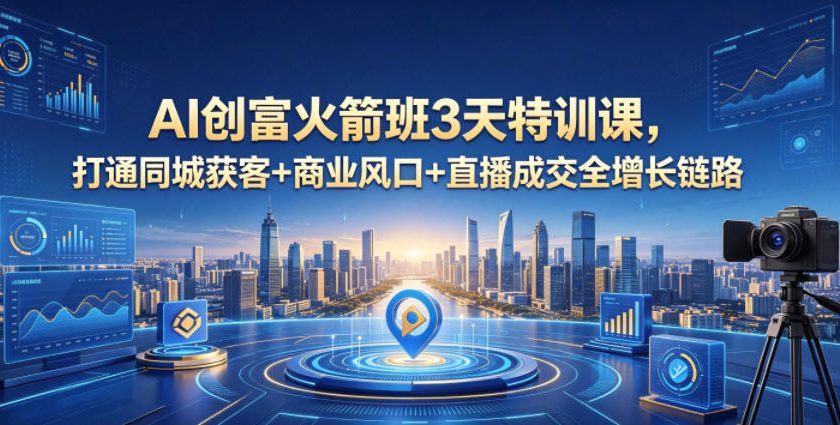 AI创富火箭班3天特训课，打通同城获客+商业风口+直播成交全增长链路，2026年4月新课-悟空知识星球