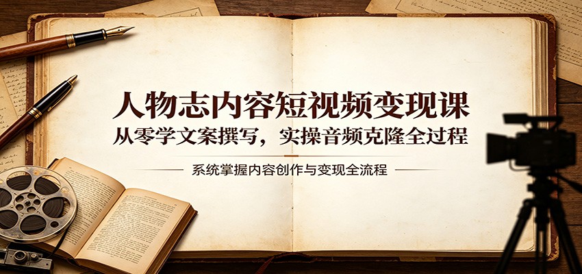 人物志内容短视频变现课：从零学文案撰写，实操音频克隆全过程-悟空知识星球