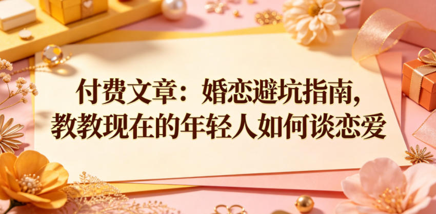付费文章：婚恋避坑指南，教教现在的年轻人如何谈恋爱-悟空知识星球