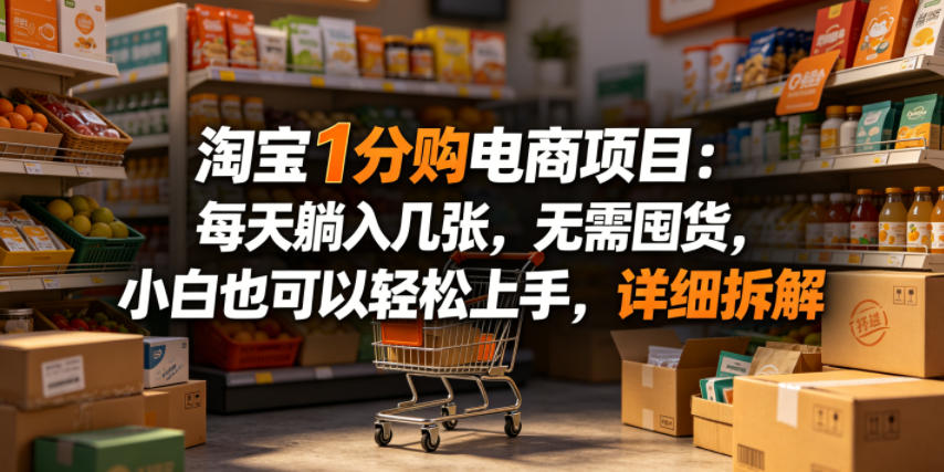 淘宝1分购电商项目：每天躺入几张，无需囤货，小白也可以轻松上手，详细拆解-悟空知识星球