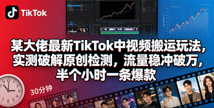 某大佬最新TikTok中视频搬运玩法，实测破解原创检测，流量稳冲破万，半个小时一条爆款-悟空知识星球
