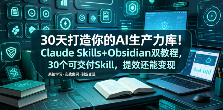 30天打造你的AI生产力库!Claude Skills+Obsidian 双教程,30 个可交付 Skill,提效还能变现-悟空知识星球