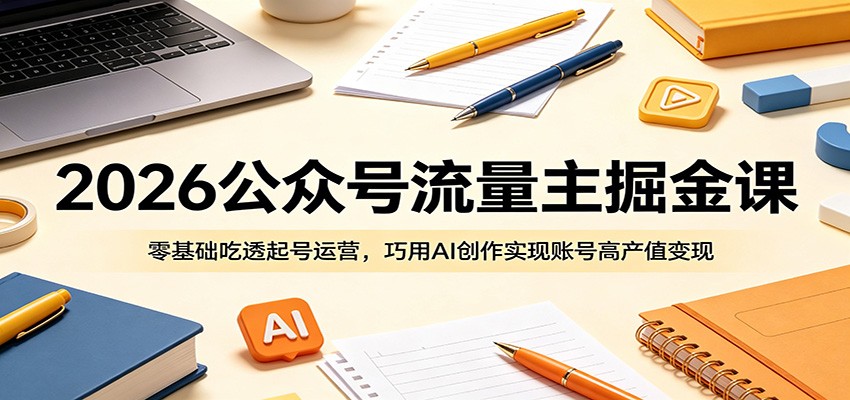 2026公众号流量主掘金课：零基础吃透起号运营，巧用AI创作实现账号高产值变现-悟空知识星球