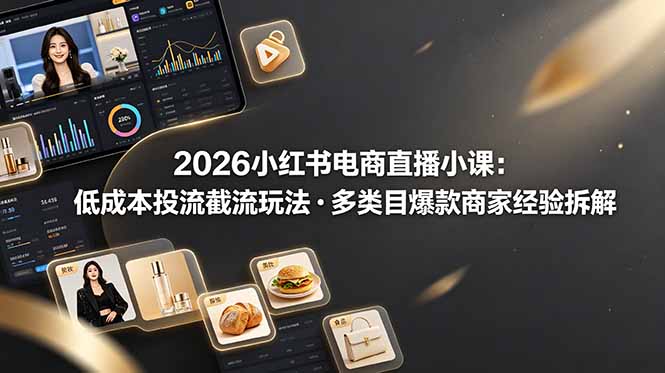 （19034期）2026小红书电商直播小课，低成本投流截流玩法，多类目爆款商家经验完整拆解教学-悟空知识星球